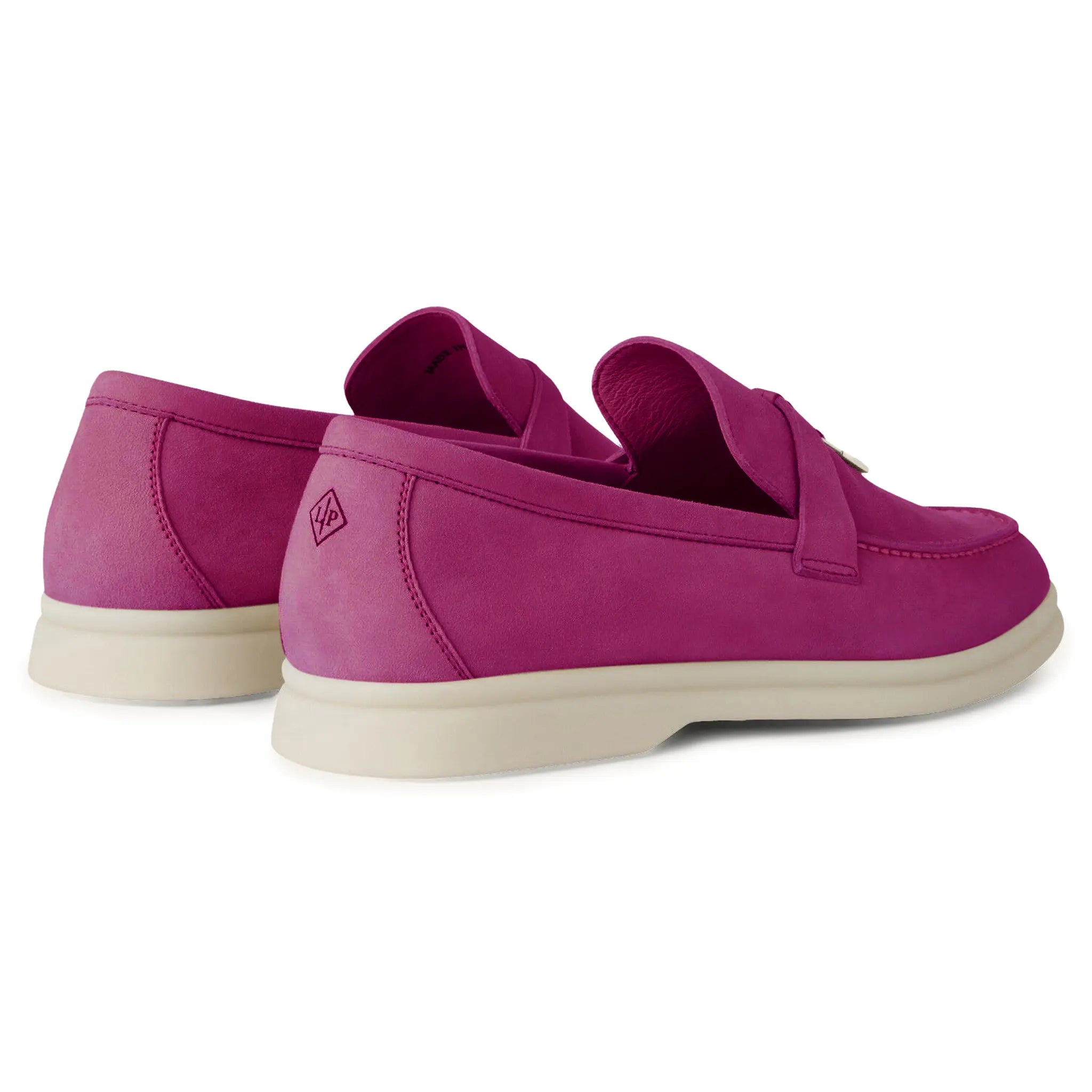 Back Side View of Loro Piana Summer Charms Suede Purple Daisy Loafers FAE5444_K01P